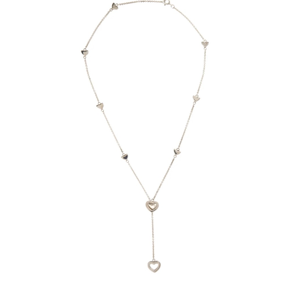 Tiffany & Co Multi Heart Station Lariat Necklace Silver